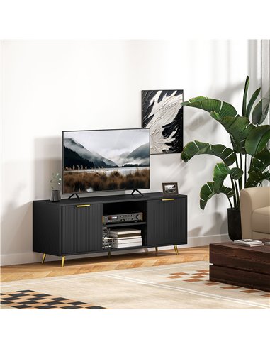 HOMCOM Modern TV Stand Cabinet for TVs up to 55", TV Unit with 2 Open Shelves and 2 Cabinets, Entertainment Centre with Cable Ma