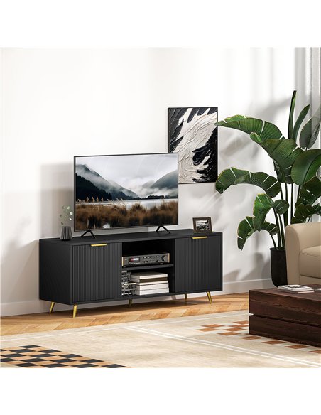 HOMCOM Modern TV Stand Cabinet for TVs up to 55", TV Unit with 2 Open Shelves and 2 Cabinets, Entertainment Centre with Cable Ma - pic 120955 | FastDaddyshop