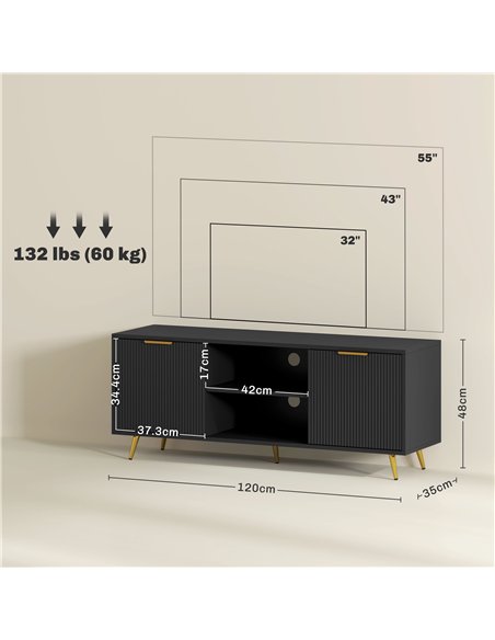 HOMCOM Modern TV Stand Cabinet for TVs up to 55", TV Unit with 2 Open Shelves and 2 Cabinets, Entertainment Centre with Cable Ma - pic 120956 | FastDaddyshop