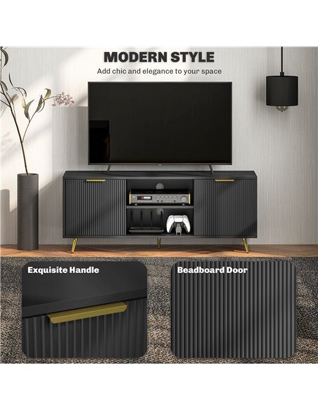 HOMCOM Modern TV Stand Cabinet for TVs up to 55", TV Unit with 2 Open Shelves and 2 Cabinets, Entertainment Centre with Cable Ma - pic 120957 | FastDaddyshop