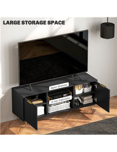 HOMCOM Modern TV Stand Cabinet for TVs up to 55", TV Unit with 2 Open Shelves and 2 Cabinets, Entertainment Centre with Cable Ma