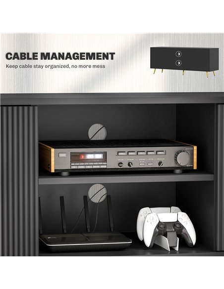 HOMCOM Modern TV Stand Cabinet for TVs up to 55", TV Unit with 2 Open Shelves and 2 Cabinets, Entertainment Centre with Cable Ma - pic 120959 | FastDaddyshop