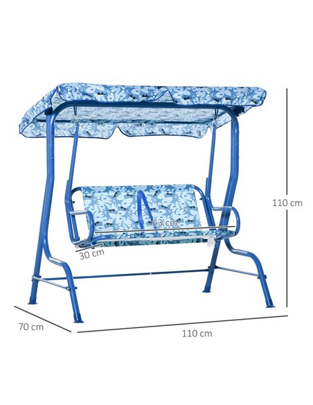Outsunny 2-Seat Kids Canopy Swing Chair Toddler Outdoor Glider Hammock Lounge with Shade Awning Seat Belt for Porch Backyard Sha - pic 12096 | FastDaddyshop