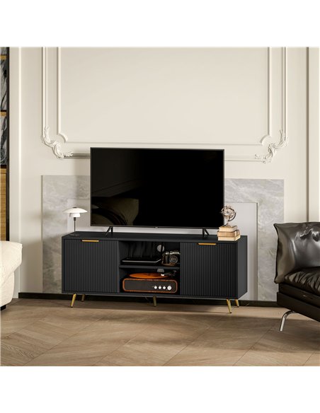 HOMCOM Modern TV Stand Cabinet for TVs up to 55", TV Unit with 2 Open Shelves and 2 Cabinets, Entertainment Centre with Cable Ma - pic 120960 | FastDaddyshop