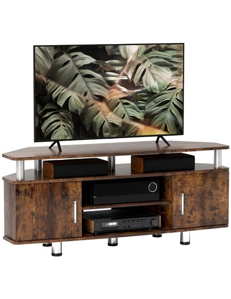 HOMCOM TV Unit Cabinet for TVs up to 55 Inches with Storage Shelves and Cupboard, Entertainment Centre for Living Room, Rustic B - pic 120963 | FastDaddyshop