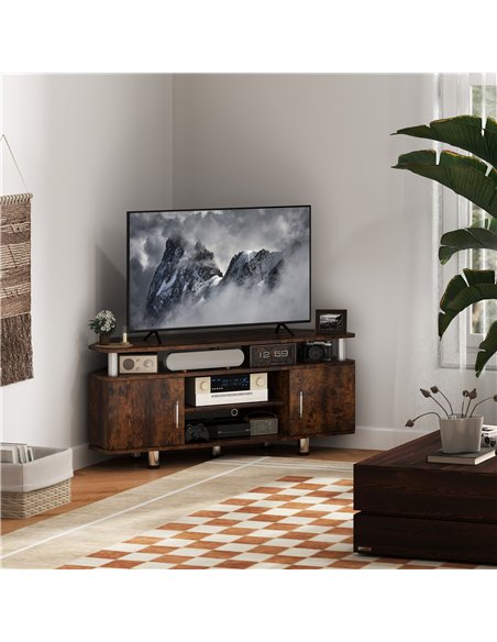 HOMCOM TV Unit Cabinet for TVs up to 55 Inches with Storage Shelves and Cupboard, Entertainment Centre for Living Room, Rustic B - pic 120964 | FastDaddyshop