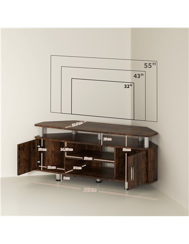 HOMCOM TV Unit Cabinet for TVs up to 55 Inches with Storage Shelves and Cupboard, Entertainment Centre for Living Room, Rustic B