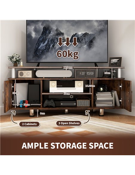 HOMCOM TV Unit Cabinet for TVs up to 55 Inches with Storage Shelves and Cupboard, Entertainment Centre for Living Room, Rustic B - pic 120966 | FastDaddyshop