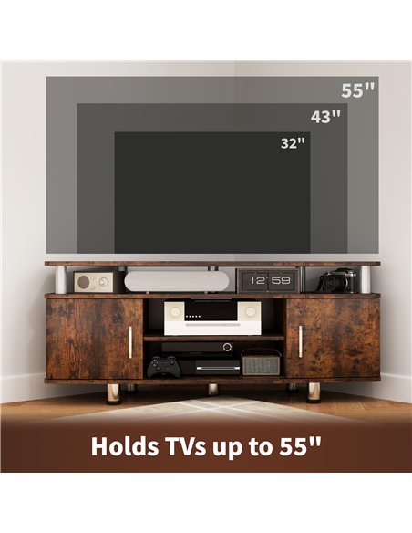HOMCOM TV Unit Cabinet for TVs up to 55 Inches with Storage Shelves and Cupboard, Entertainment Centre for Living Room, Rustic B - pic 120968 | FastDaddyshop