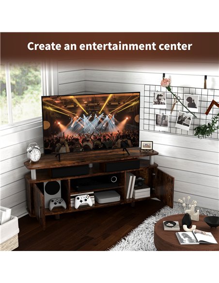 HOMCOM TV Unit Cabinet for TVs up to 55 Inches with Storage Shelves and Cupboard, Entertainment Centre for Living Room, Rustic B - pic 120969 | FastDaddyshop
