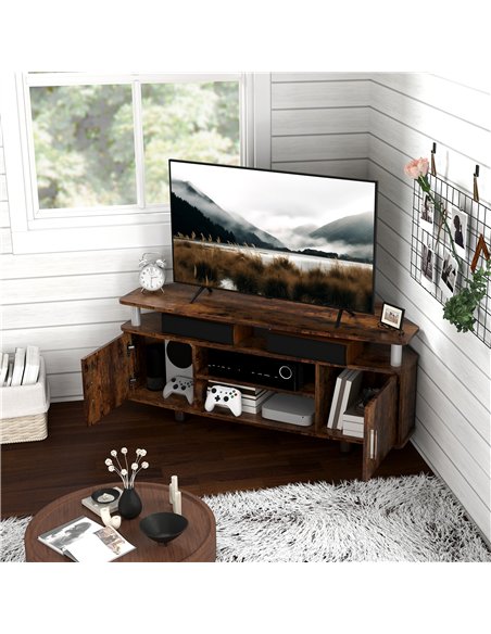 HOMCOM TV Unit Cabinet for TVs up to 55 Inches with Storage Shelves and Cupboard, Entertainment Centre for Living Room, Rustic B - pic 120971 | FastDaddyshop