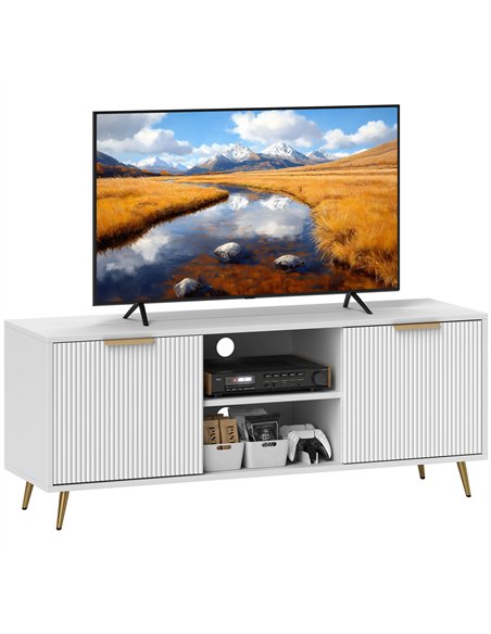 HOMCOM Modern TV Stand Cabinet for TVs up to 55", TV Unit with 2 Open Shelves and 2 Cabinets, Entertainment Centre with Cable Ma - pic 120972 | FastDaddyshop
