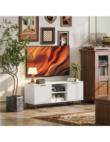 HOMCOM Modern TV Stand Cabinet for TVs up to 55", TV Unit with 2 Open Shelves and 2 Cabinets, Entertainment Centre with Cable Ma - pic 120973 | FastDaddyshop