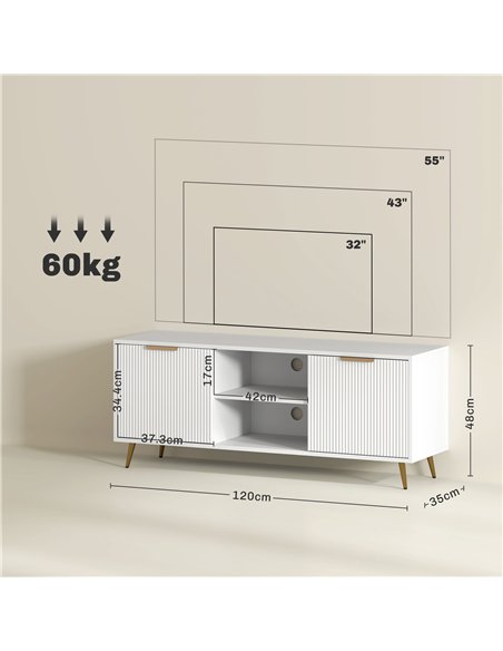 HOMCOM Modern TV Stand Cabinet for TVs up to 55", TV Unit with 2 Open Shelves and 2 Cabinets, Entertainment Centre with Cable Ma - pic 120974 | FastDaddyshop