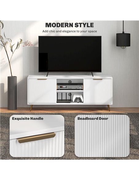 HOMCOM Modern TV Stand Cabinet for TVs up to 55", TV Unit with 2 Open Shelves and 2 Cabinets, Entertainment Centre with Cable Ma - pic 120975 | FastDaddyshop