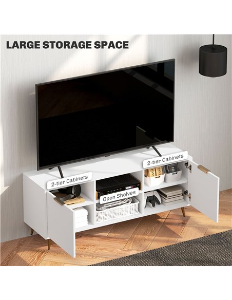 HOMCOM Modern TV Stand Cabinet for TVs up to 55", TV Unit with 2 Open Shelves and 2 Cabinets, Entertainment Centre with Cable Ma - pic 120976 | FastDaddyshop