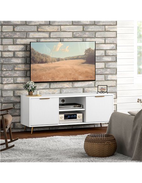 HOMCOM Modern TV Stand Cabinet for TVs up to 55", TV Unit with 2 Open Shelves and 2 Cabinets, Entertainment Centre with Cable Ma - pic 120978 | FastDaddyshop