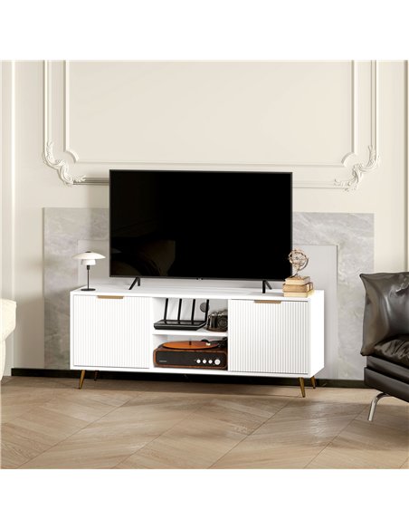 HOMCOM Modern TV Stand Cabinet for TVs up to 55", TV Unit with 2 Open Shelves and 2 Cabinets, Entertainment Centre with Cable Ma - pic 120979 | FastDaddyshop