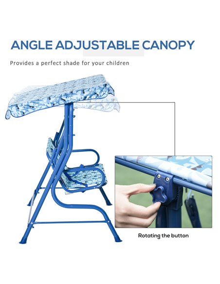 Outsunny 2-Seat Kids Canopy Swing Chair Toddler Outdoor Glider Hammock Lounge with Shade Awning Seat Belt for Porch Backyard Sha - pic 12099 | FastDaddyshop