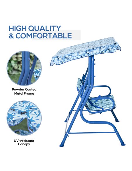 Outsunny 2-Seat Kids Canopy Swing Chair Toddler Outdoor Glider Hammock Lounge with Shade Awning Seat Belt for Porch Backyard Sha - pic 12100 | FastDaddyshop