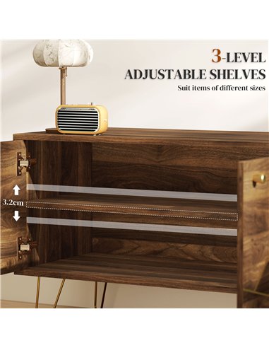 HOMCOM TV Stand Cabinet for up to 60 Inch TV, Modern 130cm TV Unit with Adjustable Shelves and Hairpin Legs, Double Door TV Cabi