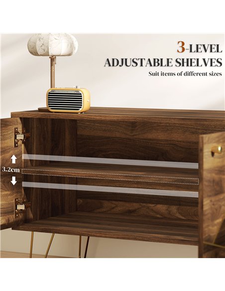 HOMCOM TV Stand Cabinet for up to 60 Inch TV, Modern 130cm TV Unit with Adjustable Shelves and Hairpin Legs, Double Door TV Cabi - pic 121003 | FastDaddyshop