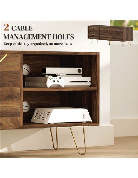 HOMCOM TV Stand Cabinet for up to 60 Inch TV, Modern 130cm TV Unit with Adjustable Shelves and Hairpin Legs, Double Door TV Cabi - pic 121004 | FastDaddyshop
