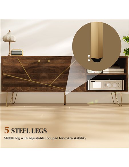 HOMCOM TV Stand Cabinet for up to 60 Inch TV, Modern 130cm TV Unit with Adjustable Shelves and Hairpin Legs, Double Door TV Cabi - pic 121005 | FastDaddyshop