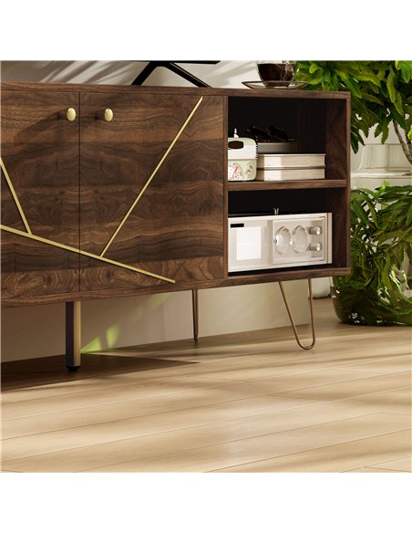 HOMCOM TV Stand Cabinet for up to 60 Inch TV, Modern 130cm TV Unit with Adjustable Shelves and Hairpin Legs, Double Door TV Cabi - pic 121007 | FastDaddyshop