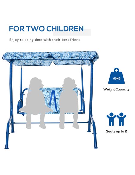 Outsunny 2-Seat Kids Canopy Swing Chair Toddler Outdoor Glider Hammock Lounge with Shade Awning Seat Belt for Porch Backyard Sha - pic 12101 | FastDaddyshop