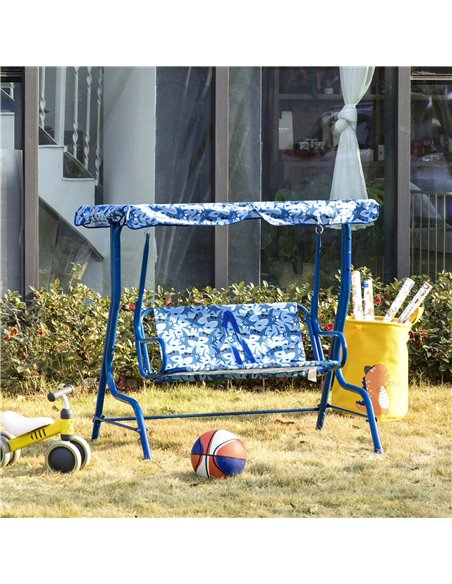 Outsunny 2-Seat Kids Canopy Swing Chair Toddler Outdoor Glider Hammock Lounge with Shade Awning Seat Belt for Porch Backyard Sha - pic 12102 | FastDaddyshop