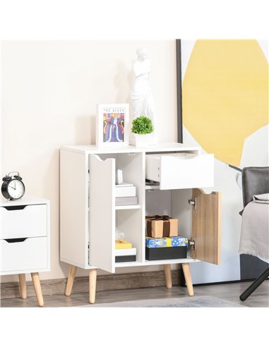 HOMCOM Bedroom Furniture Set, Wardrobe with Hanging Rail, 3 Drawer Chest of Drawers, Bedside Table with Drawer, Grey and White