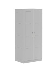 HOMCOM Double Paneled Door Wardrobe, with Shelves - Grey