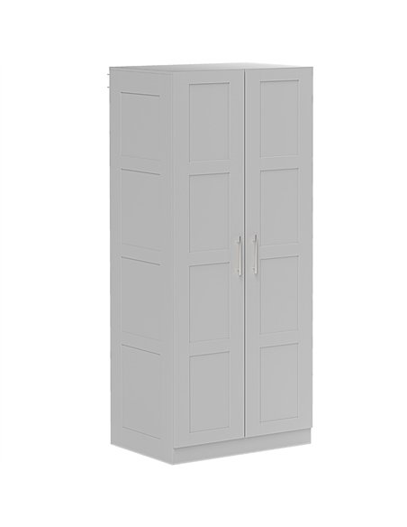 HOMCOM Double Paneled Door Wardrobe, with Shelves - Grey - pic 121053 | FastDaddyshop