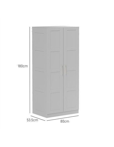 HOMCOM Double Paneled Door Wardrobe, with Shelves - Grey - pic 121055 | FastDaddyshop
