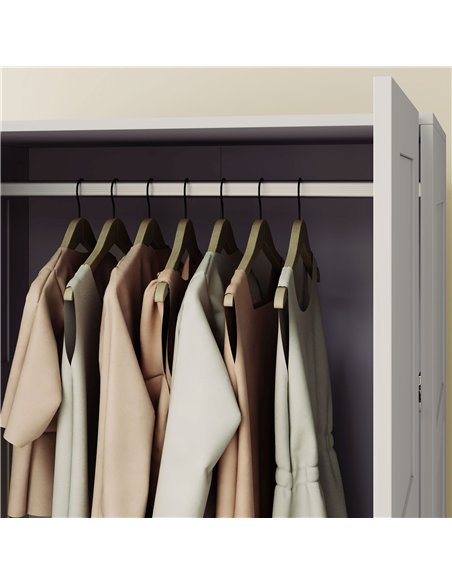 HOMCOM Double Paneled Door Wardrobe, with Shelves - Grey - pic 121060 | FastDaddyshop