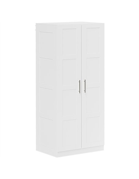 HOMCOM Double Paneled Door Wardrobe, with Shelves - White - pic 121062 | FastDaddyshop