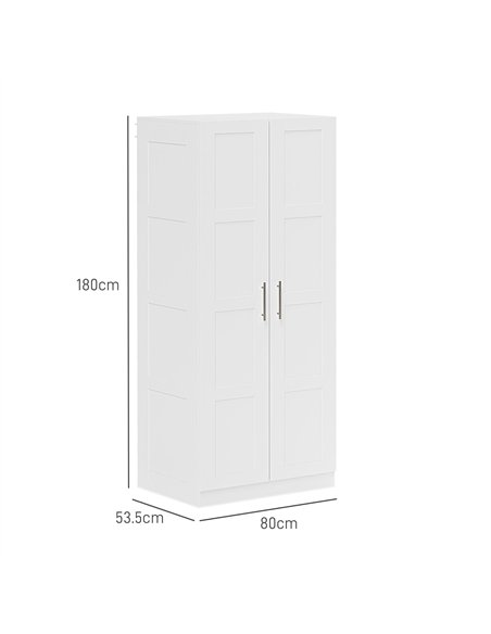 HOMCOM Double Paneled Door Wardrobe, with Shelves - White - pic 121064 | FastDaddyshop