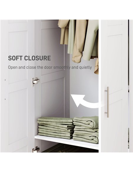 HOMCOM Double Paneled Door Wardrobe, with Shelves - White - pic 121066 | FastDaddyshop