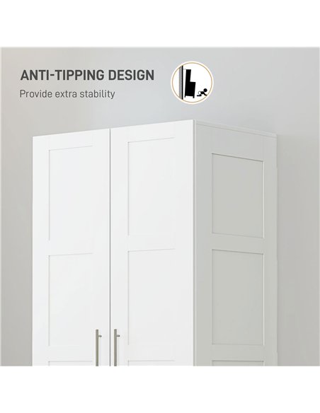 HOMCOM Double Paneled Door Wardrobe, with Shelves - White - pic 121067 | FastDaddyshop