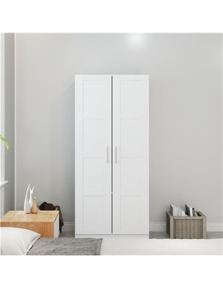HOMCOM Double Paneled Door Wardrobe, with Shelves - White - pic 121068 | FastDaddyshop
