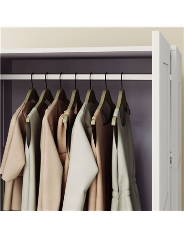 HOMCOM Double Paneled Door Wardrobe, with Shelves - White