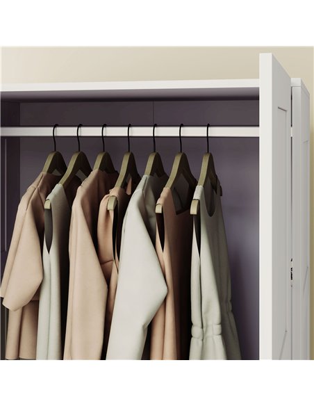 HOMCOM Double Paneled Door Wardrobe, with Shelves - White - pic 121069 | FastDaddyshop
