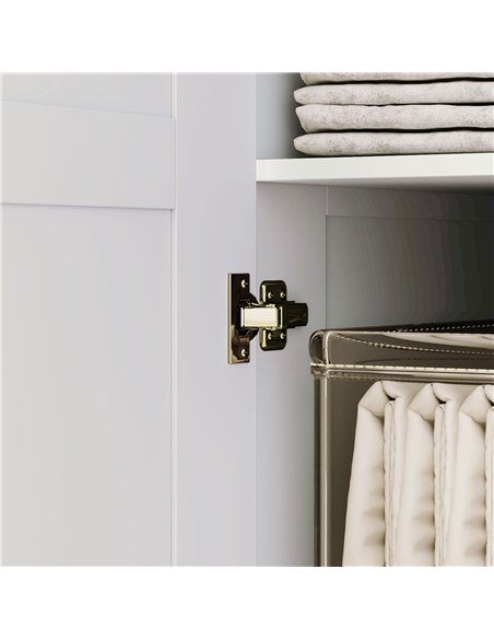HOMCOM Double Paneled Door Wardrobe, with Shelves - White - pic 121070 | FastDaddyshop