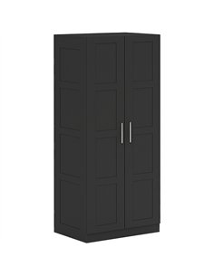 HOMCOM Double Paneled Door Wardrobe, with Shelves - Black