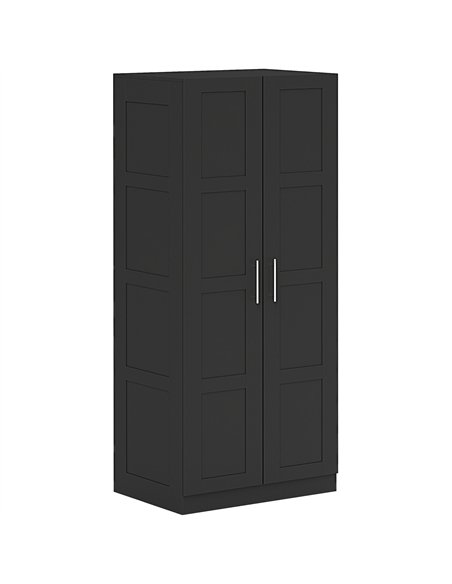 HOMCOM Double Paneled Door Wardrobe, with Shelves - Black - pic 121071 | FastDaddyshop