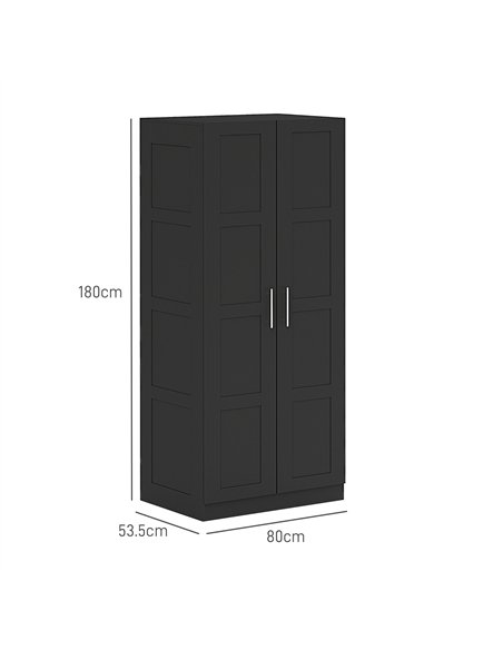 HOMCOM Double Paneled Door Wardrobe, with Shelves - Black - pic 121073 | FastDaddyshop