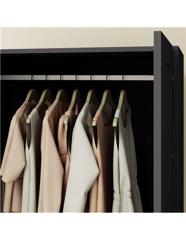 HOMCOM Double Paneled Door Wardrobe, with Shelves - Black