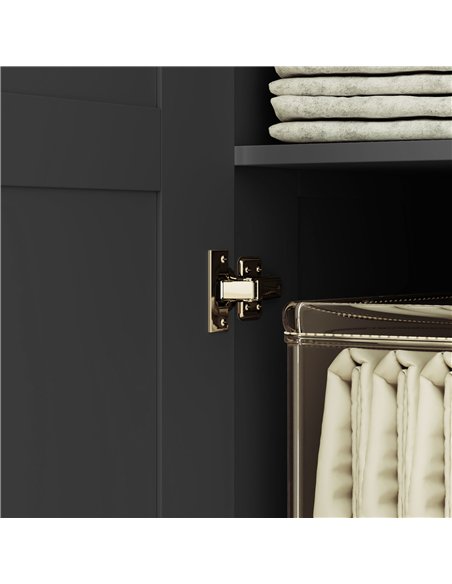 HOMCOM Double Paneled Door Wardrobe, with Shelves - Black - pic 121079 | FastDaddyshop