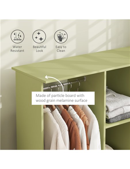 HOMCOM Open Wardrobe Double Mobile Storage Shelves Organizer W/6 Wheels-Green - pic 121083 | FastDaddyshop